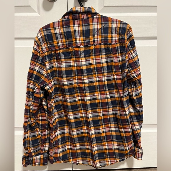 Roots button down flannel 100% cotton men’s medium orange/blue/white - Picture 3 of 5